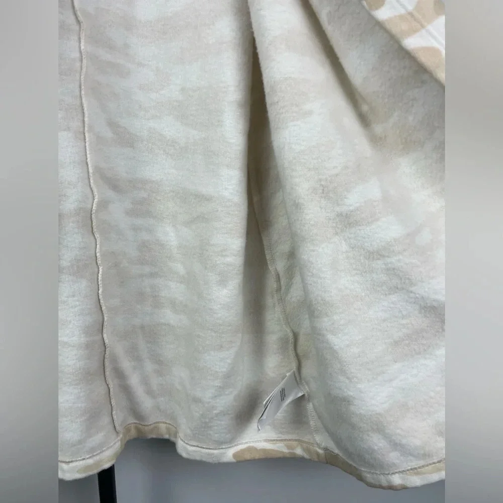 Lucky Brand Tan‎ Neutral Camo Print Hooded Open Front Cardigan Sweater